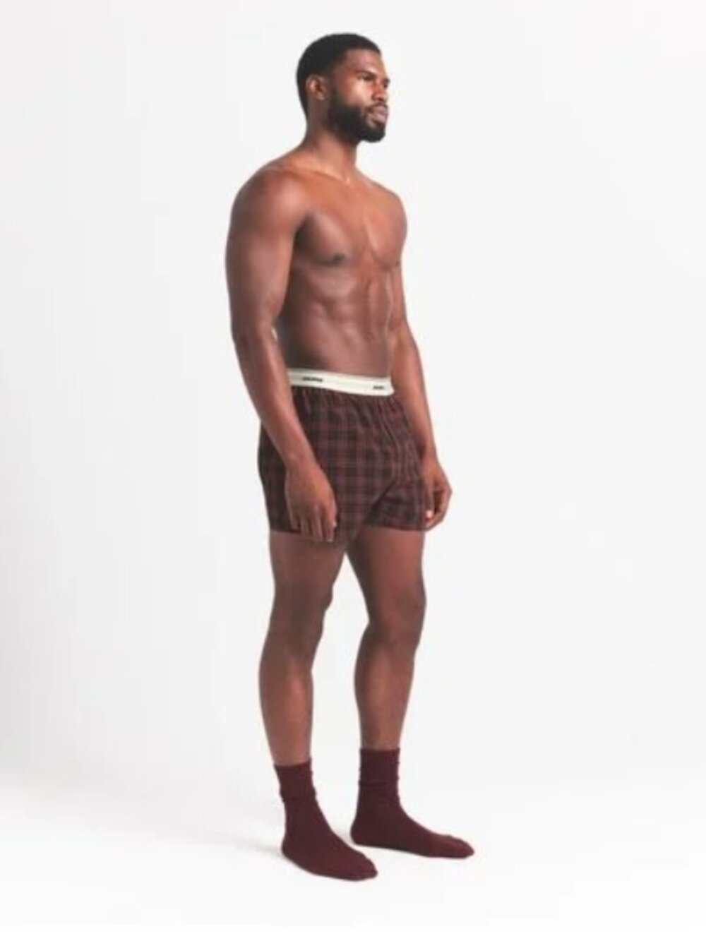 NEW SKIMS Men's Cotton Poplin Logo Band Boxer Shorts Ash Red Plaid XL NWT